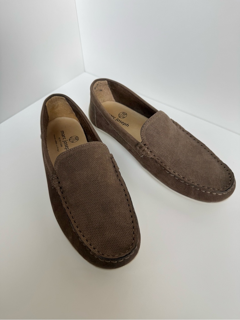 Almost New - Marc Joseph Brown Leather Kids Loafers, Style SM104800, Size 4
